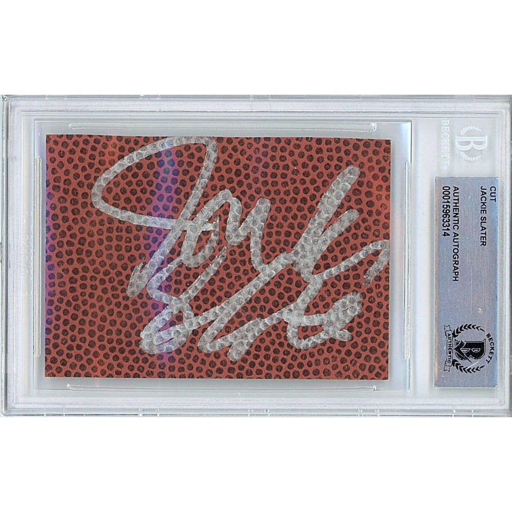 Jackie Slater Autographed Football Cut Los Angeles Rams Beckett Authentic Slab